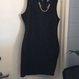 Leather looking black dress